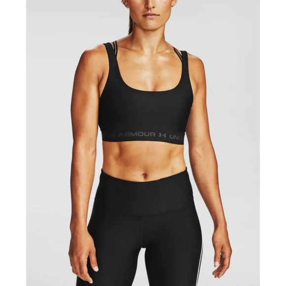 Under Armour Women's Compression Cross Back Mid-Impact Sports Bra - Picture 1 of 4